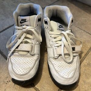 Nike White Leather Mid-Top Sneakers